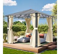 TOOLPORT Sunset 3x3 m Tonnelle de jardin, Aluminium, toit rigide, champagne - (300680)