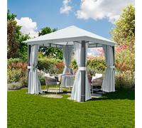 TOOLPORT Sunset 3x3 m Tonnelle de jardin, Aluminium, toit souple, gris perle - (300670)