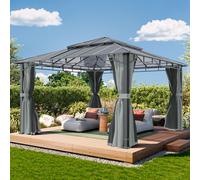 TOOLPORT Sunset 4x4 m Tonnelle de jardin, Aluminium, toit rigide, mid grey - (300682)