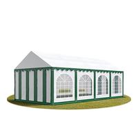 TOOLPORT Tente Barnum de Réception 3x8 m Bâches PVC 750 N Vert-Blanc Cadre de Sol Jardin