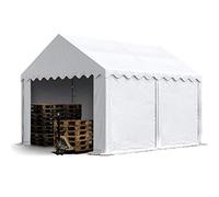 TOOLPORT Tente de Stockage 3x4 m bâches en PVC 750 N Blanc imperméable avec Cadre de Sol