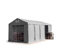 TOOLPORT Tente de Stockage 4x10 m entrepôt Hall de Stockage bâche PVC 850 N, Gris, 100% imperméable abri Porte zippée