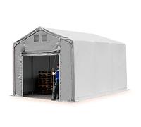 TOOLPORT Tente de Stockage 4x6 m Hangar de Stockage avec Porte à Traction, bâche PVC PRIMEtex 2300 N, imperméable 3m Hauteur de côté
