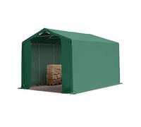 TOOLPORT Tente de Stockage 4x6m, Hangar Tente Industrielle, 3m Hauteur de côté, PVC 850 N imperméable en Vert foncé