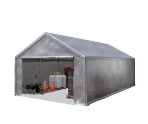 TOOLPORT Tente de Stockage 4x8 m Hangar de Stockage Abri Tente de Garage Bâche PE 350 N étanche à l'eau en Gris