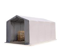 TOOLPORT Tente de Stockage 4x8m, Hangar Tente Industrielle, 3m Hauteur de côté, PVC 850 N imperméable en Gris