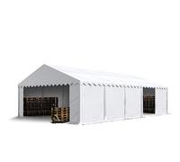 TOOLPORT Tente de Stockage 5x10 m bâches en PVC 750 N Blanc imperméable avec Cadre de Sol