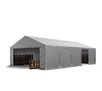 TOOLPORT Tente de Stockage 5x10 m bâches en PVC 750 N Gris imperméable avec Cadre de Sol