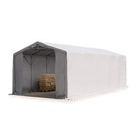 TOOLPORT Tente de Stockage 5x10m, Hangar Tente Industrielle, 3m Hauteur de côté, PVC 850 N imperméable en Gris