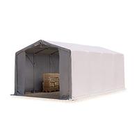 TOOLPORT Tente de Stockage 5x8m, Hangar Tente Industrielle, 3m Hauteur de côté, PVC 850 N imperméable en Gris