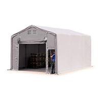 TOOLPORT Tente de Stockage 6x6m, Tente Industrielle, 3m Hauteur de côté, avec Porte actionnée par Traction, PVC 850 N, imperméable,Gris