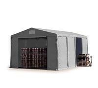 TOOLPORT Tente de Stockage 8x8 m à 4 mètres de Hauteur de côté avec bâches en PVC 850 N Gris, 100% imperméable avec Porte zippée