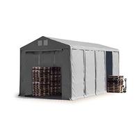 TOOLPORT Tente de Stockage Industriel Hangar 5x10 m à 3,6 mètres de Hauteur de côté avec bâches en PVC 850 N Gris imperméable avec Porte zippée