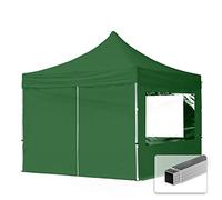 TOOLPORT 3x3 m Tonnelle pliante Alu, PES 700, côtés panoramiques, vert foncé - (59008)