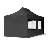 TOOLPORT Tente Pliante 3x4,5 m - 4 Bâches de Côté (fenêtres panoramiques) Economy 700N Housse Barnum Chapiteau Pliant Tonnelle Noir