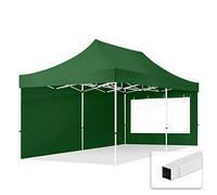 TOOLPORT Tente Pliante 3x6 m - 2 Bâches de Côté (fenêtres panoramiques) Economy 700N Housse Barnum Chapiteau Pliant Tonnelle Vert