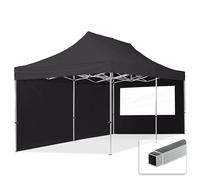 TOOLPORT Tente Pliante 3x6 m - 2 côtés Aluminium Barnum Chapiteau Pliant Tonnelle Stand Paddock Réception Abri PES300 Noir