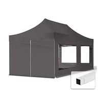 TOOLPORT Tente Pliante 3x6 m - 4 Bâches de Côté (fenêtres panoramiques) Economy 700N Housse Barnum Chapiteau Pliant Tonnelle Gris