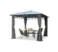 TOOLPORT Tonnelle de jardin 3x3 m structure aluminium - toit polycarbonate env. 8 mm - pavillon gris