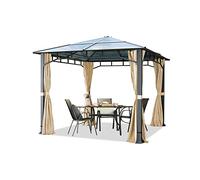 TOOLPORT Tonnelle de Jardin 3x3 m Structure en Aluminium Toit Polycarbonate épaisseur env. 8 mm pavillon de Jardin Champagne