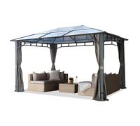 TOOLPORT Tonnelle de Jardin 3x4 m Structure en Aluminium Toit Polycarbonate épaisseur env. 8 mm pavillon de Jardin Gris