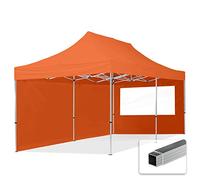 TOOLPORT Tonnelle pliante 3x6 m Economy Alu avec 2 côtés orange | Bâche polyester haute performance 700 N, coutures thermosoudées