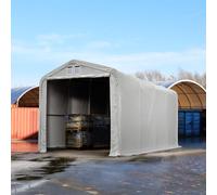 TOOLPORT Wikinger 4x8 m hangar, porte 3,5x3,5 m, toile PVC de 850, gris, avec statique (type de sol : béton) - (49384)