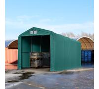 TOOLPORT Wikinger 4x8 m hangar, porte 3,5x3,5 m, toile PVC de 850, vert foncé, avec statique (type de sol : terre) - (49649)