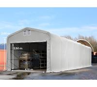 TOOLPORT Wikinger 5x16 m hangar, porte 4,1x2,5 m, toile PVC de 850, gris, avec statique (type de sol : terre) - (438190)