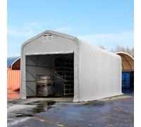TOOLPORT Wikinger 5x20 m hangar, porte 4,1x3,5 m, toile PRIMEtex 2300, gris, avec statique (type de sol : béton) - (49409)