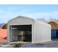 TOOLPORT Wikinger 5x8 m hangar, porte 4,1x2,5 m, toile PVC de 850, gris, avec statique (type de sol : béton) - (438181)