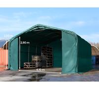 TOOLPORT Wikinger 6x6 m hangar, porte 4,1x2,9 m, toile PVC de 850, vert foncé, avec statique (type de sol : béton) - (49414)