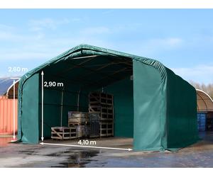 TOOLPORT Wikinger 6x6 m hangar, porte 4,1x2,9 m, toile PVC de 850, vert foncé, avec statique (type de sol : béton) - (49414)