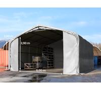 TOOLPORT Wikinger 7x7 m hangar, porte 5,0x2,9 m, toile PVC de 850, gris, avec statique (type de sol : béton) - (49464)