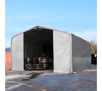 TOOLPORT Wikinger 8x12 m hangar, porte 4,0x4,7 m, toile PVC de 850, gris, avec statique (type de sol : béton) - (49470)