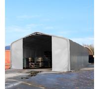 TOOLPORT Wikinger 8x36 m hangar, porte 4,0x3,6 m, toile PVC de 850, gris, avec statique (type de sol : terre) - (49487)