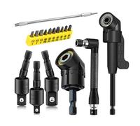 Tools Extension de foret flexible, comprend 3 adaptateurs de douille rotative, 2 tiges hexagonales, 105 ° angle droit, 10 embouts de tournevis courts, extension de foret pliable et embouts coudés à 90
