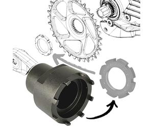 Tools Unior Ebike Anneau de verrouillage de vélo Spider Service écrou pour Ebike Brose Motor Drive S/Mag, Noir