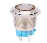 TOOLSGO 2 pièces 12~24VDC 19mm interrupteur à bouton-poussoir autobloquant 1NO 4PIN interrupteur à bouton-poussoir en métal pour atelier véhicule industriel (Gelb)