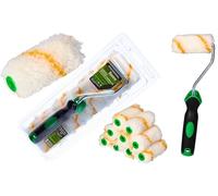 ToolSpace 10 x Rouleau de Peinture Lot - 7 cm Mini Rouleaux Polyacrylique - Manchon avec Poil Long - Patte Lapin avec Manche pour Peindre Rénovation Lasure Application - Intérieur Décoration Murale