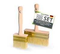ToolSpace 2 Pièce Pinceau 70/130mm Brosse en Bois pour Lasure Badigeon Chauler de la Peinture à la Chaux Spalter Large avec Poil Naturel pour Application Terrasse Mur Enduit Murale à Effet Papier
