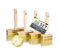 ToolSpace 4 Pièce Pinceau 70/90/110/130mm Brosse en Bois pour Lasure Badigeon Chauler de la Peinture à la Chaux Spalter Large avec Poil Naturel pour Application Terrasse Mur Murale à Effet Papier
