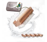 ToolSpace 5x Brosse a Ongles pour les mains Main Bois Manucure Pedicure Poil Dur Brossé à Nettoyer Nettoyant pour les Ongles Pieds Mains Poils synthétiques Récurer Beau Design Bois Naturel 5 Pièces