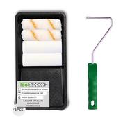 ToolSpace 6 Pièces Rouleau Kit - Rouleaux 2 x 5 cm et 2 x 7 cm avec Manche Bac - pour Peinture Murale Interieur Mur - Outils pour Application Crepi Sous Couche - Patte Lapin pour Plafond Murs