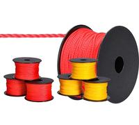 ToolSpace 6x Cordeau de maçon 50m x 1.7mm - 3x Jaune, 3x Rouge, Ficelle de Construction, d'alignement Soie de polypropylène - Fil de Maçon Ligne de Guidage, de Plomb, Pavage d'épaisseur Cordon de Pose