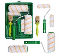 ToolSpace 9 Pièces Rouleau Kit - 2 x 18 cm et Mini Rouleaux 2 x 11 cm avec Manche - Pinceau 2 x 36 mm avec Bac - pour Peinture Murale Interieur Mur - Outils pour Application Crepi Sous Couche Plafond