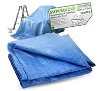 ToolSpace Bâche De Protection Tissée 10 X 15 M Bleue 50 G/m² Imperméable avec Œillets Métalliques Corde Renforcée Jardin Chantier Remorque Bateau Bois Meubles Extérieur Stockage Robuste Polyéthylène