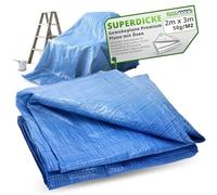 ToolSpace Bâche De Protection Tissée 2 X 3 M Bleue 50 G/m² Imperméable avec Œillets Métalliques Corde Renforcée Jardin Chantier Remorque Bateau Bois Meubles Extérieur Stockage Robuste UV Polyéthylène