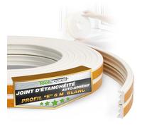 ToolSpace Bande de Joint Profil E Autocollante Blanc 6 m Portes Fenêtres | Étanchéité, isolation contre le froid, protection anti-collision, pour habitat, usage domestique, travaux de rénovation
