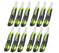 ToolSpace Cutter Couteau de Chantier Cutters Segmentés avec Lame Acier Inoxydable Guide Métallique Blocage Sécurisé Poignée Antidérapante pour Carton Tapis Plastique Bricolage - 18 mm Set de 12